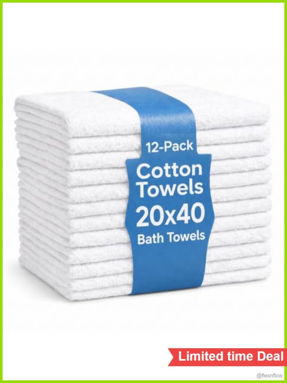 100% Cotton Bath Towels 12-Pack 20x40 Lightweight Quick-Dry Gym Pool